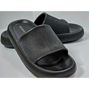 BRONAX Unisex Pillow Slippers Black Size 13.5–14.5 – Thick Sole Cushioned Slides
